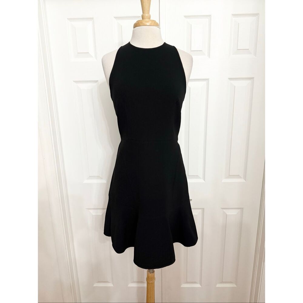 Theory Womens Black Bonded Crepe Felicitina Fit & Flare Mini Dress Size‎ 8
